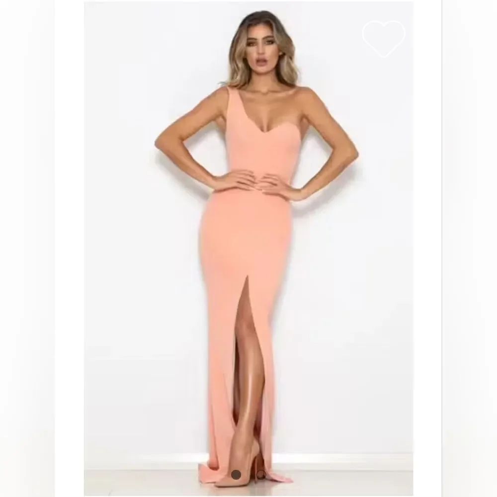 NWT Abyss By Abby Elegant Peach One-Shoulder Dress Sz Xs